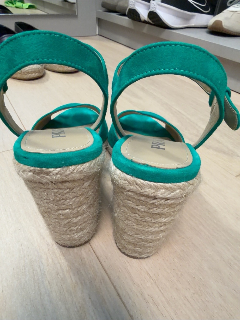 Prada Emerald Green Suede Espadrille Wedge Sandals Size 39 - Picture 5 of 6